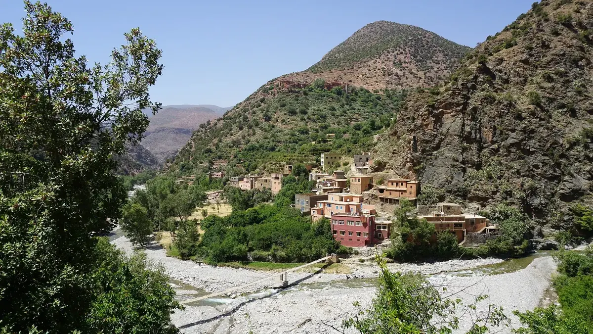 The village of Setti Fatma above the Ourika river in the High Atlas Mountains